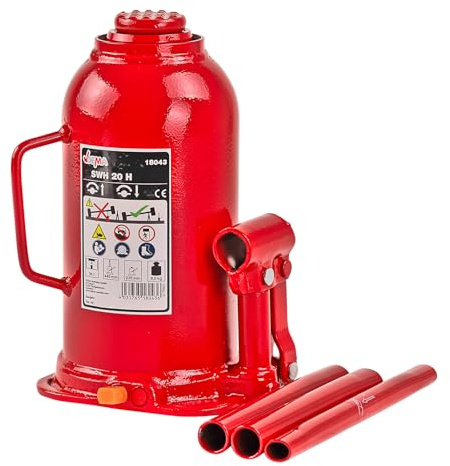 DEMA Hydraulischer Stempelwagenheber 20 t, für Auto, LKW, Transporter, Werkstatt, Hebehöhe 17,5 cm, Justierhöhe 7 cm, Max. Endhöhe 45,7 cm, Robust, Langlebig, Sicher