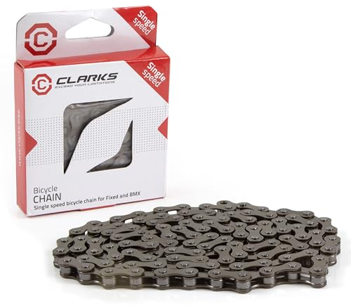 Clarks Chaîne 1 vitesse 1/2 x 1/8 x 112 maillons Compatible BMX Pignon fixe et ressort fournis