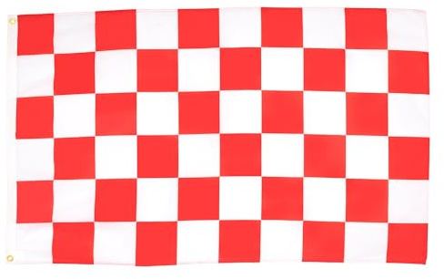 AZ FLAG Flagge Zielflagge Rotes und weisses 150x90 cm Polyester 100D 2 Ösen | Für innen und außen Rennflagge dekorative Flagge doppelte Nähte und verstärkte Kanten mit Metallösen 100D Polyester