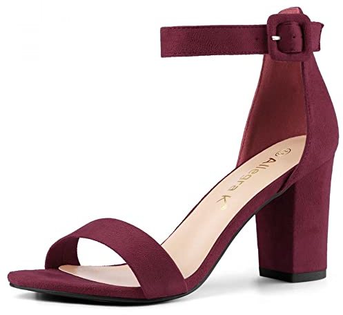 Allegra K Sandalias De Tacón Alto Para Mujer Zapatilla Con Punta Abierta Correa De Tobillo Burgundy 39