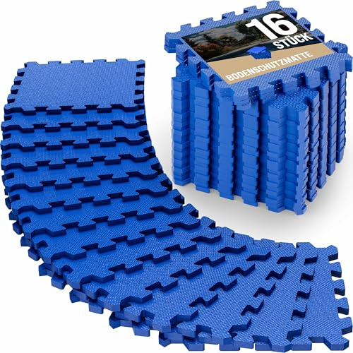 MONZANA Tappetino Fitness Tappeto da Ginnastica a Puzzle 16 Pezzi 180x180cm 3,24m² Sistema ad Incastro Palestra Protezione Pavimento in Gomma EVA Tappetini Sport Yoga Allenamento