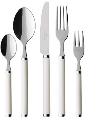 Villeroy & Boch - Play. White Pearl Tafelbesteck 30 Teilig Für Bis Zu 6 Personen, Rostfrei, Spülmaschinensicher, Besteckset, Essbesteck, Gabel, Messer, Löffel, Edelstahl, Weiße Kunststoffgriffe