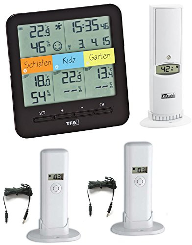 TFA Dostmann KlimaHome Top TFA 30.3060 Top Funk-Thermo/Hygro-Station incl. Kabelsender (schwarz)