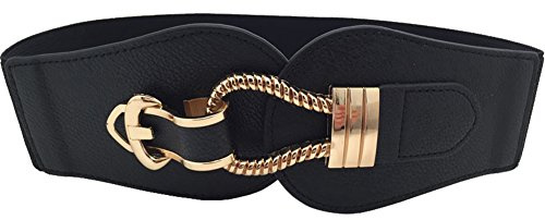 Feluz Frauen breite Gürtel Elastic Cinch Stretch Band Wickel Metallschnalle dekorative Retro hohe Taille Gürtel für Kleider
