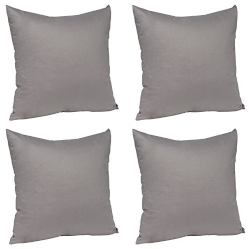 WOLTU® 4X Kissenbezug Kissenhülle Baumwolle mit Reissverschluss, 4er Set Sofakissen Dekokissen Kopfkissen Hülle Bezüge Bezug, 35x35 cm, Dunkel Grau