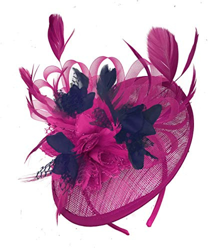 Caprilite Fuchsia Mix Colour Sinamay Disc Saucer Fascinator Hat for Women Weddings Headband