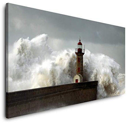 Leuchtturm im Meer 120x 60cm Panorama Leinwand Bild XXL Format Wandbilder Wohnzimmer Wohnung Deko Kunstdrucke