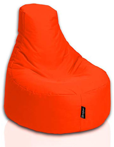 BuBiBag Gamer Sitzsack, Lounge Sessel, Gaming Sitzsäcke, Indoor & Outdoor Kissen für Kinder und Erwachsene (Neonorange;Ø:80cm)