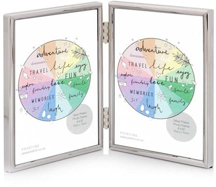 Double Photo Frame 6x4 (15cm x 10cm) Portrait - Silver Double Photo Frame 6 x 4