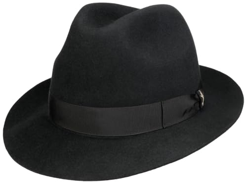 Borsalino Marengo Fur Felt Bogart Hat Women/Men Black 7 3/8