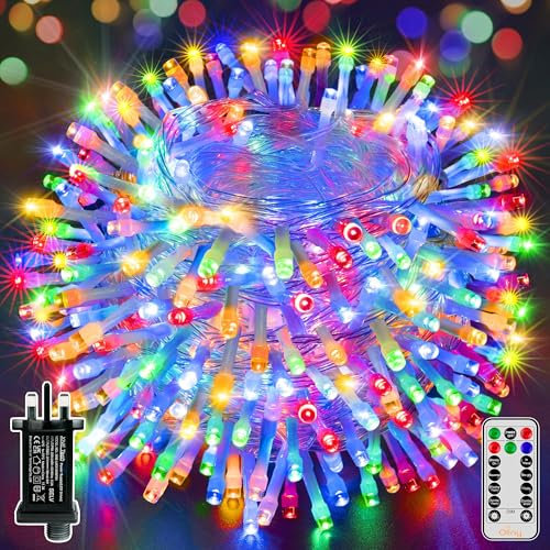 Ollny Christmas Tree Lights Outdoor Indoor, 40m 400LED Fairy Lights Mains Powered, Multicoloured Xmas String Light Waterproof with Timer/8 Modes/Remote/Dimmable for Outside/Garden/Window Decorations