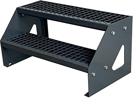 Premium stålgaller 2 trappsteg fristående helt galvaniserad och antracit pulverlackerad - mått (L x B x H) 44 cm x 80 cm x 38 cm