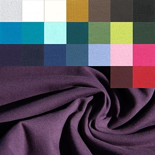 Sweat angeraut - Sweatstoff Meterware - Stretchsweat - Sweatshirtstoff - Joggingbaumwolle warm kuschelig weich - uni * 50 cm x 160 cm *, Farbe: Lila
