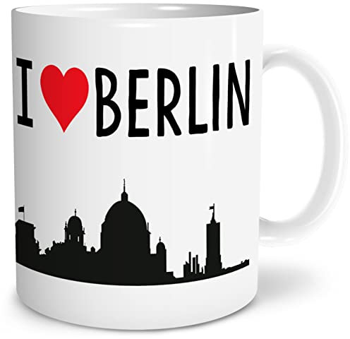 OWLBOOK® I love Berlin Skyline Tasse mit Spruch Geschenke Geschenkideen als Erinnerung oder Mitbringsel von einer Reise für Männer und Frauen zum Geburtstag Keramik 300 ml