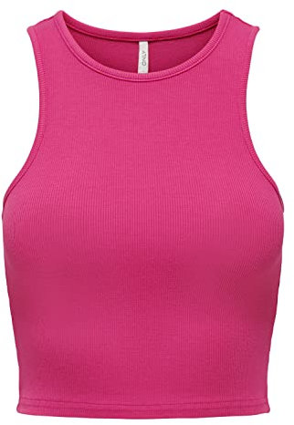 Only ONLBELIA S/L Crop Box Jrs Top, Fucsia Viola, L, Fucsia Viola, L