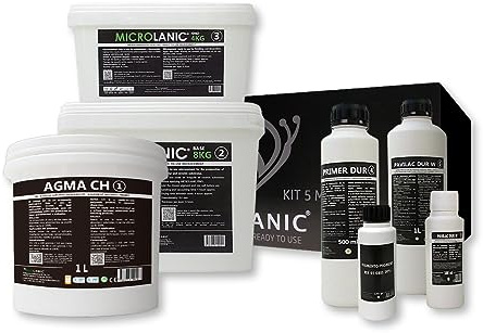 MICROLANIC - Kit Beton Ciré 5M² Prêt à l'Emploi pour Murs et Sols sur Mortiers, Gotelé, etc. SAR Supports absorbants robustes. Couleur (ORANGE MOYEN)
