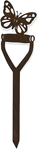 RUSTIC WAREHOUSE NORFOLK LIMITED Rusty Metal Butterfly On A Spade Garden Decoration, Garden Feature, Garden Ornament, Gardening Gift