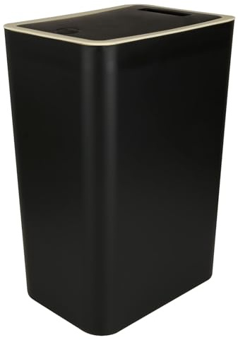 MIVIDE 12L Mülleimer Schmal, Mülleimer mit Deckel Schwarz, Kunststoff | Mülleimers mit Pop-Up Deckel für Büro, Küche, Bad, Wohnzimmer