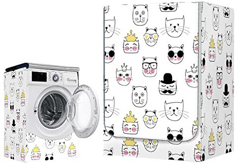 Odot Washer Dustproof Cover Front Load, Washing Machine Dryer Protector Sunscreen Waterproof Tumble Dryer Case Protective Cover for Most Front Loadi (L-capacity 10.5~12kg,cat family)