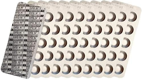 harren24 Pastilles de test photomètre Refill Pack, Chlore DPD1, DPD3, Oxygène actif DPD4, valeur du pH Phenol Red, Alkalinity M, CYA, Testeur d'eau de piscine, convient pour Poollab (100 Pastilles)