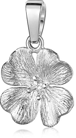 Kleeblatt Anhänger Silber 925 für Damen rhodiniert wahlweise mit Kette KA-7 | Glücksbringer Kettenanhänger aus Sterlingsilber incl Geschenk Box von MATERIA by Matthias Wagner