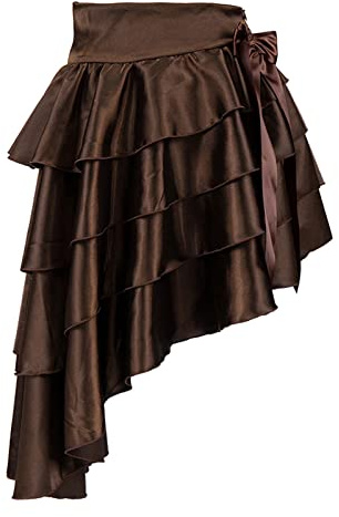 Steampunk Damen Rock, Gothic Rocke Damen Piratenrock,Mittelalter Kleidung Damen Röcke Rüschen Viktorianisches Renaissance Palast Tanzrock für Halloween Kostüm Karneval Viking Piraten Cosplay