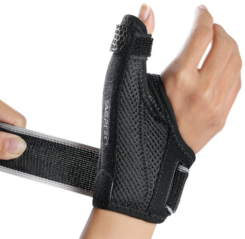 AGPTEK Muñequera Pulgar Derecho e Izquierdo con Soporte Desmontable, Férula Pulgar para Rizartrosis, Alivia el Dolor de Tenosinovitis Radial y del Dedo en Resorte, S (13-15 cm)