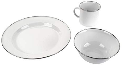 White Enamel Camping Dinner Set (2)