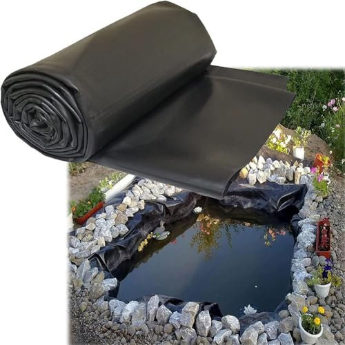 HDPE wasserdichte Membran-Teichfolie, 6 x 3 m, 5 x 6 m, Schwarze Fisch-Poolfolie für Gartenteiche, Wasserfall, Bäche, Brunnen, Teichunterlage, Garten-Poolabdeckung, Bäche, Wasser,