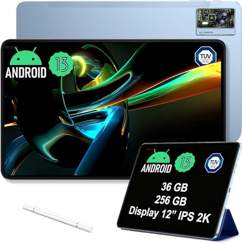 OUKITEL OT5 Tablet 12 Zoll 256GB 11000mAh Akku 2K IPS Bildschirm Helio G99 16+5MP Kameras Android 13 Dual SIM 5G WiFi OTG GPS (Blau)