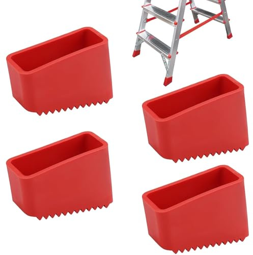 Bamyli 4 Stücke Gummi Leiterfüße, 50 x 20 mm Leiterfußabdeckung, Leiter rutschfeste Füße Matte, Rutschfeste Leiterfüße, Leiter-fuß-set, Ersatzfüße für Leiter, Teleskopleitern, Fischgrätleitern (Rot)
