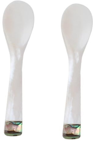 Garneck Elegantes Muschel-kaffeelöffel-set 2-teilig Zum Servieren Von Espresso Kuchen Und Suppe Für Freunde