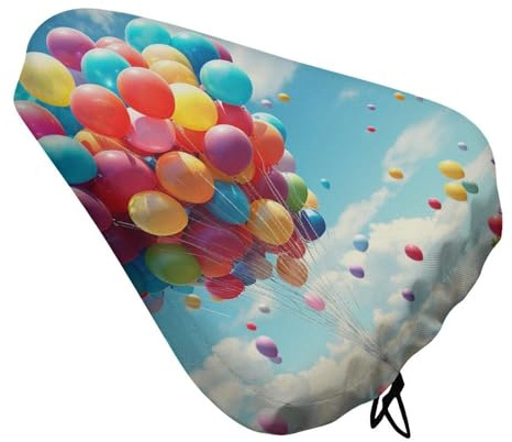 LFDSYEOQ Fahrradsitzbezug mit bunten Luftballons, blauer Himmel, Mountainbike, Regenschutz, Schutzkissen, Sattelbezug