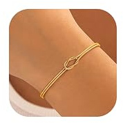Finrezio Guldarmband för kvinnor kärlek knut armband läckert ormkedja armband pararmband justerbart armband guld smycken gåvor för kvinnor, 21 cm, Guld