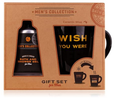 Accentra MEN`S COLLECTION Geschenk- set für Männer mit farbwechsel Tasse - Pflegeset für Herren mit Bade- & Duschgel, cooles Bier-Geschenk