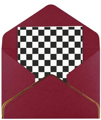 Grußkarten-Set mit schwarz-weißen karierten Streifen, blanko, für alle Anlässe, 11,4 x 15,2 cm