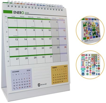 Calendario 2025, Minimalista y Práctico Calendario mesa en Estilo Moderno 17cm*22cm. Calendario mensual para Oficina Hogar y Regalo