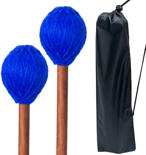 2 Marimba-Schlägel, weiche Trommelschlägel 16,5 Zoll mit Garnköpfen und Drumstick-Tasche, Percussion-Zubehör für Xylophon, Glockenspiel, Vibraphon, ideal für Anfänger und Musikliebhaber | Percussion Zubehör mit Drumsticks Tasche für Xylophon, Glockenspiel, Vibraphone, ideal für Anfänger und Musikliebhaber