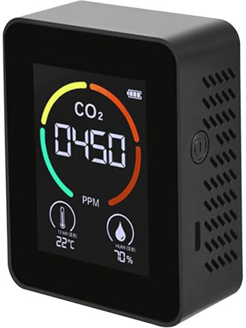 Detector de CO2 Detector de dióxido de carbono 3 en 1, sensor de CO2 portátil con pantalla LCD, medidor de temperatura y humedad con alarma para el hogar, RV, tiendas de cultivo, detectores de dióxido