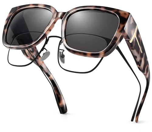 URUMQI Occhiali da Sole Polarizzati Donna Protezione UV400 Antiriflesso Ultraleggeri Occhiali da Sole per Portatori di Occhiali Sovraocchiali da Sole Viaggio Guidare