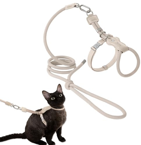 Duuclume Katzengeschirr und Leine, verstellbar, auslaufsicher, atmungsaktiv, leicht und weich, für kleine bis große Katzen, Braun