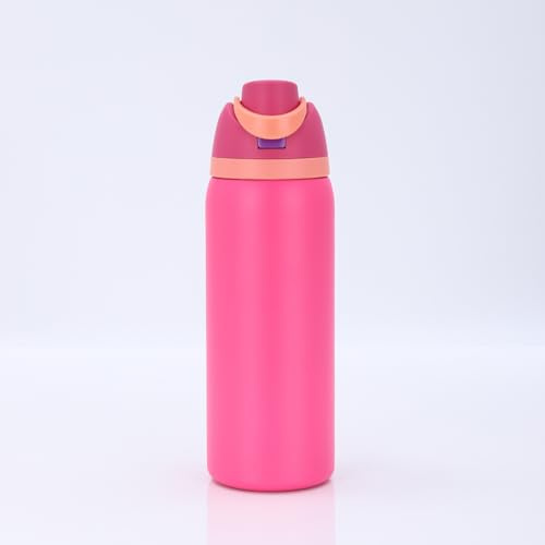 Stainless Steel Water Bottle with Straw, 24 oz, Thermal Insulated, BPA-Free (Pink). Keeps drinks cold/hot for hours, leak-proof straw, reduces single-use plastic waste.