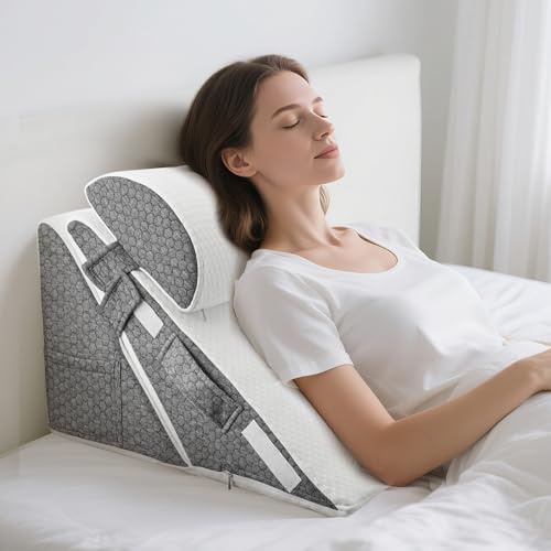 Strixorn Lesekissen & Schrägkissen, Verstellbarer Dreieckskissen aus Memory-Schaum – Höhenverstellbar 25-30cm