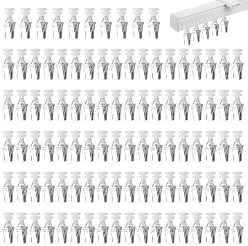 100 StüCk Gardinenhaken FüR Gardinenhaken FüR Schienen,Gardienenrollhacken,GardinenröLlchen FüR Schiene,Vorhang Haken Mit RöLlchen,GardinenröLlchen Mit Clips,Gardinenhaken,Schiebeset FüR Gardinen