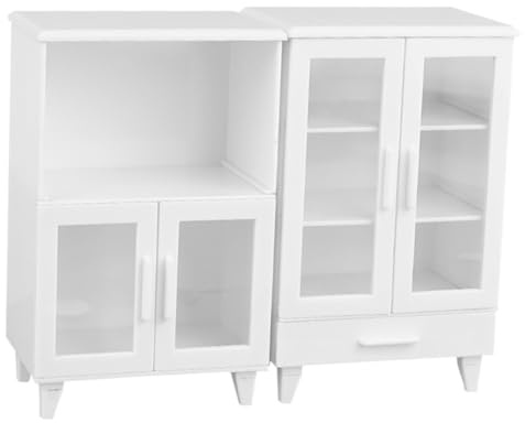 BESPORTBLE 2stücke Puppenschrank mit Miniatur-bücherregal für Puppenhaus Miniatur-aufbewahrung aus Kunststoff Puppenhaus-möbel Puppenhauszubehör Mini-spielzeugschrank
