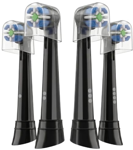 4 Aufsteckbürsten für Oral-B iO 2-10 Series, Ersatzbürsten, Schwarz, Medium