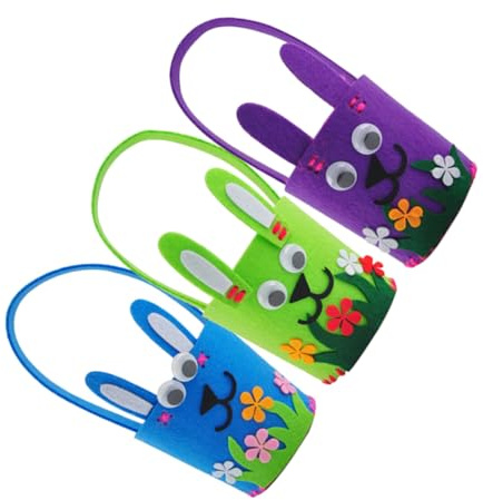 PartyKindom 3 Stück Teiliges Osterkörbchen aus Strapazierfähigem Leichte Candy Storage Buckets mit Buntem Cartoon Wiederverwendbar Party Candy Holder für Osternester und
