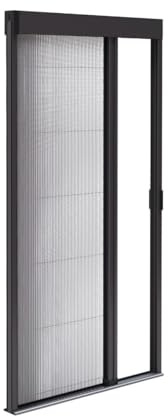 Fliegengitter Plissee für Aluminiumtüren - zuschneidbar Höhe & Breite - Ultraflache Schwelle (Anthrazit 7016, B1200mm x H2400mm)