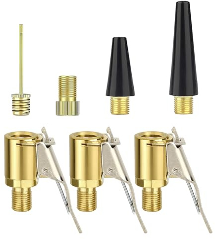 LINTRA 7 Stück Multifunktionales Valve Adapter Set, Messing Autoventil Hebelstecker, Luftpumpe Adapter Set für Bosch EasyPump, für Auto, Ball, Fahrrad