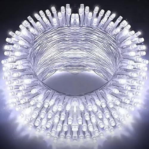 EcoNour String Lights 200 LED 20m String Tree Lights for Indoor & Outdoor Cool White Decorations Fairy String Lights for Xmas Garden Bedroom & Party | Mains Powered Clear Cable